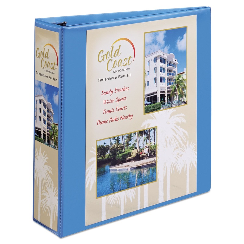HEAVY-DUTY NON STICK VIEW BINDER WITH DURAHINGE AND SLANT RINGS, 3 RINGS, 2" CAPACITY, 11 X 8.5, LIGHT BLUE