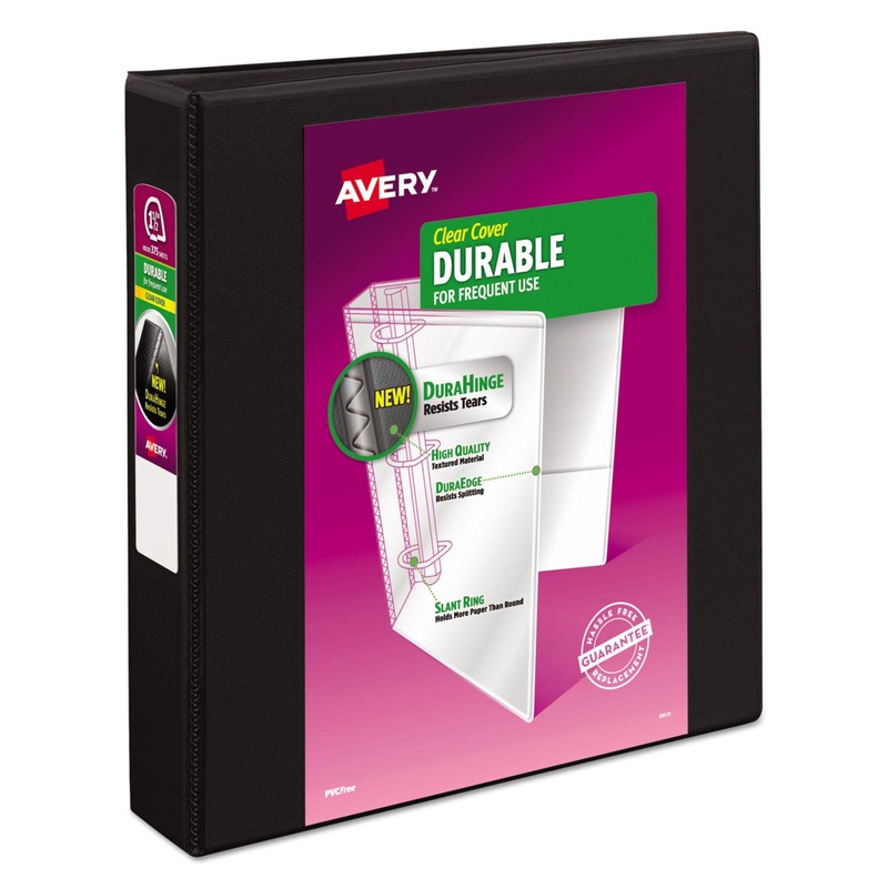 DURABLE VIEW BINDER WITH DURAHINGE AND SLANT RINGS, 3 RINGS, 1.5" CAPACITY, 11 X 8.5, BLACK