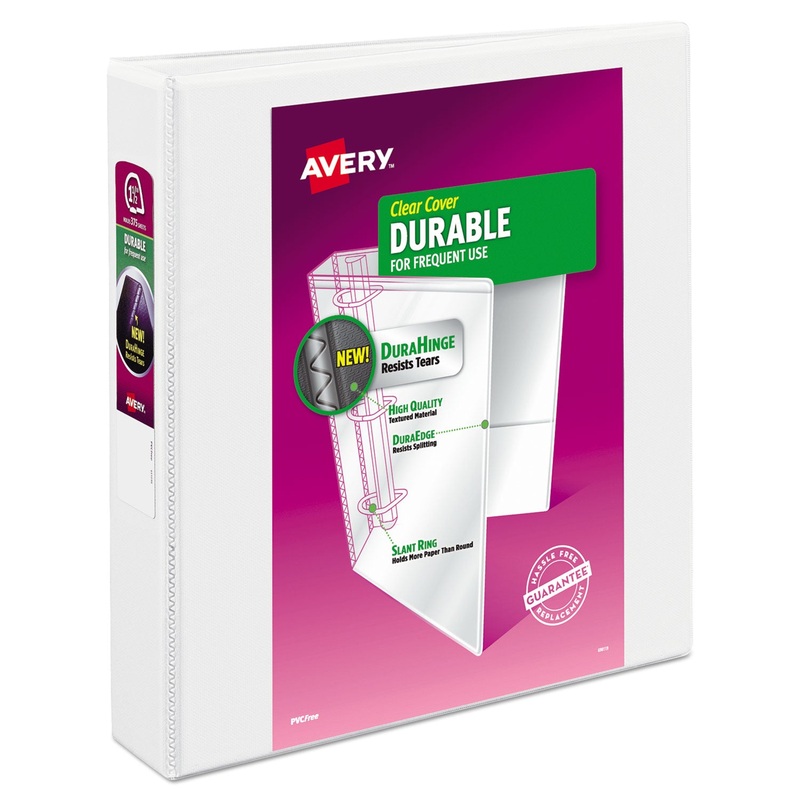 DURABLE VIEW BINDER WITH DURAHINGE AND SLANT RINGS, 3 RINGS, 1.5" CAPACITY, 11 X 8.5, WHITE