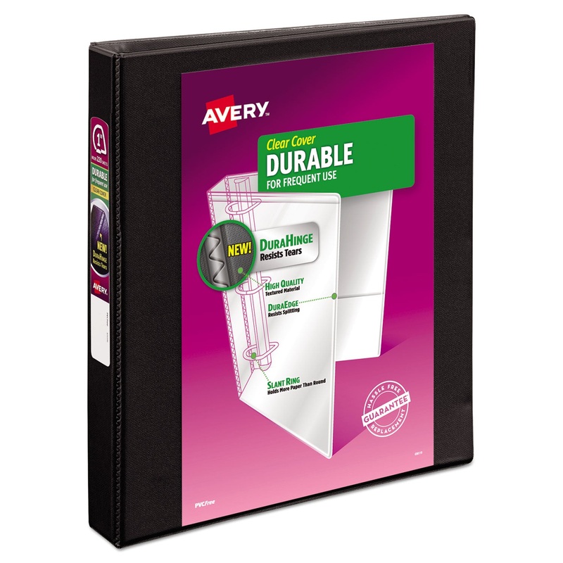 DURABLE VIEW BINDER WITH DURAHINGE AND SLANT RINGS, 3 RINGS, 1" CAPACITY, 11 X 8.5, BLACK