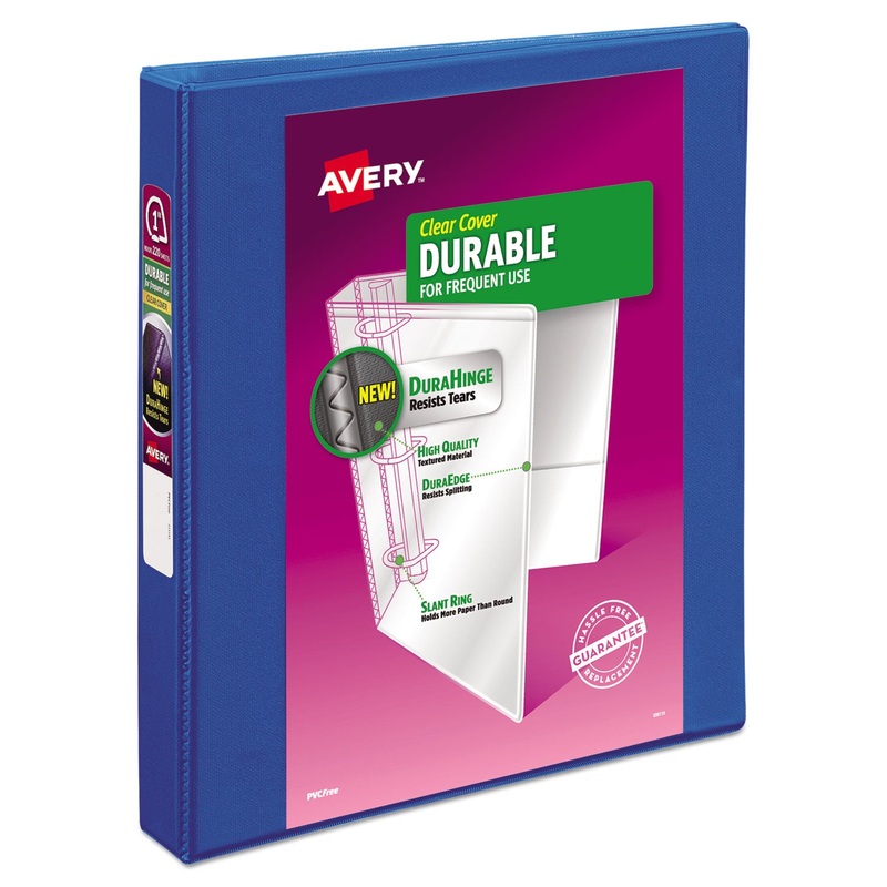 DURABLE VIEW BINDER WITH DURAHINGE AND SLANT RINGS, 3 RINGS, 1" CAPACITY, 11 X 8.5, BLUE