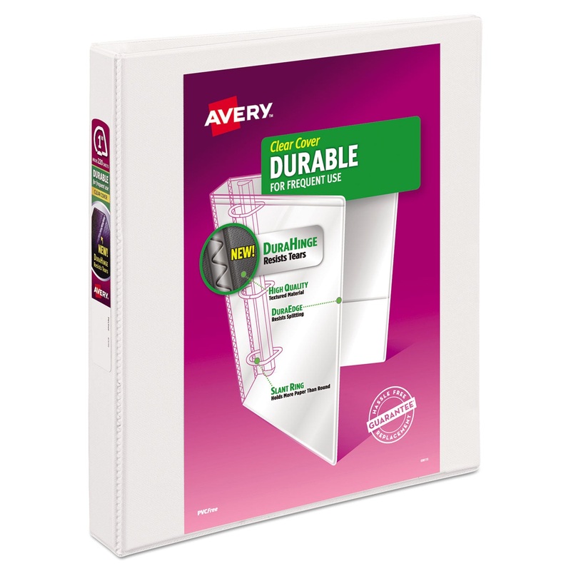 DURABLE VIEW BINDER WITH DURAHINGE AND SLANT RINGS, 3 RINGS, 1" CAPACITY, 11 X 8.5, WHITE