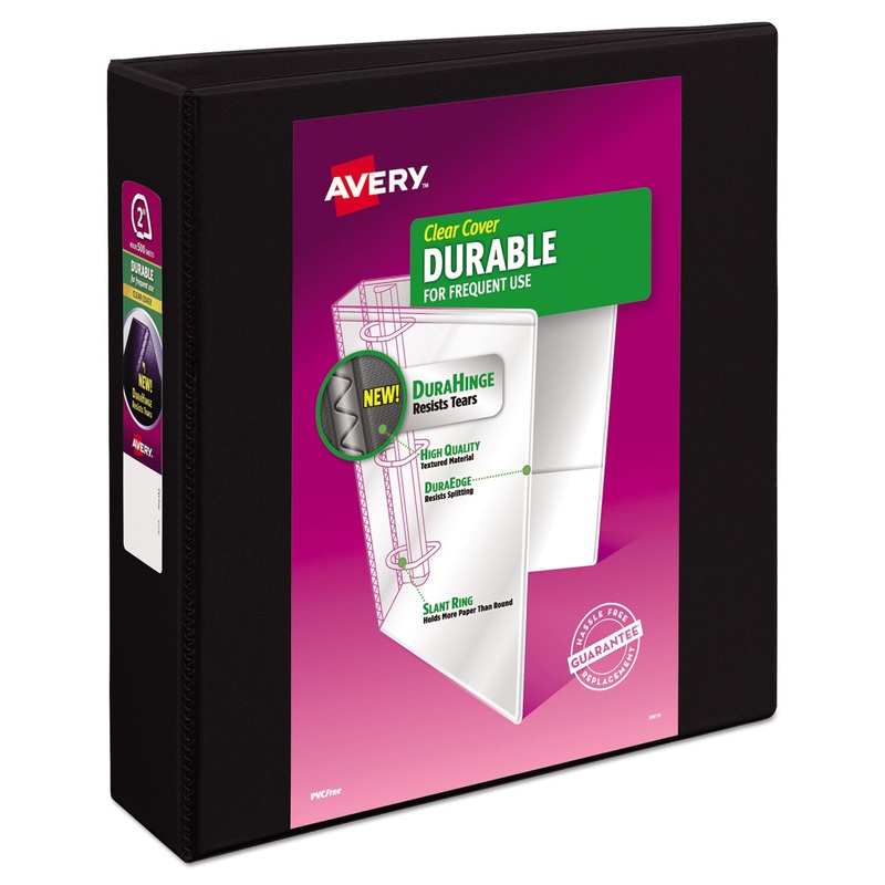 DURABLE VIEW BINDER WITH DURAHINGE AND SLANT RINGS, 3 RINGS, 2" CAPACITY, 11 X 8.5, BLACK