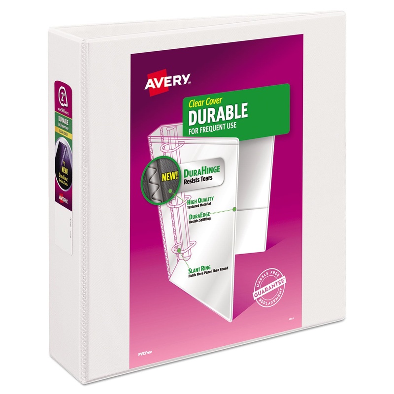DURABLE VIEW BINDER WITH DURAHINGE AND SLANT RINGS, 3 RINGS, 2" CAPACITY, 11 X 8.5, WHITE