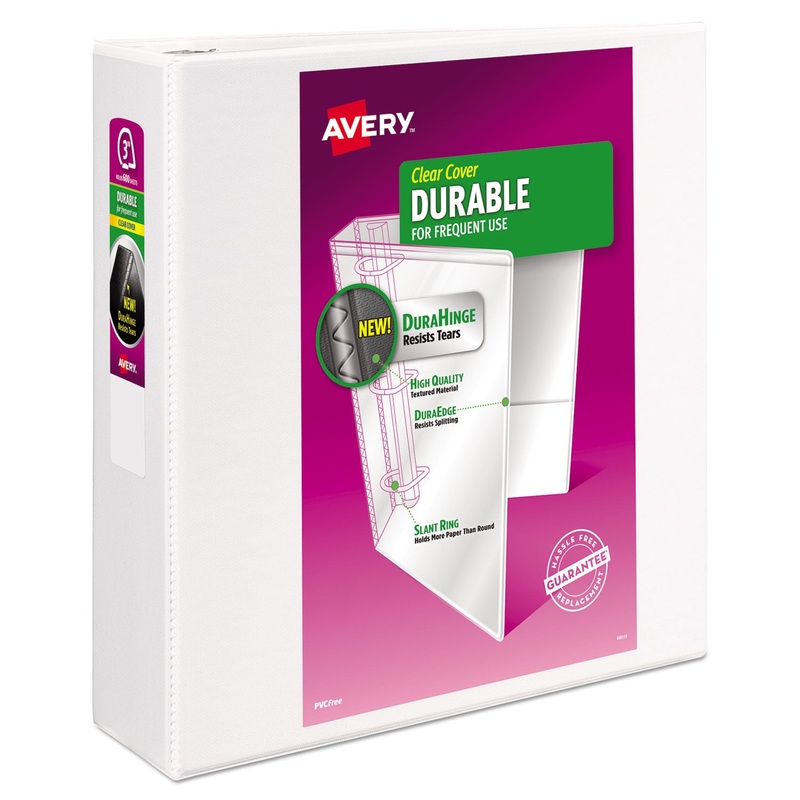 DURABLE VIEW BINDER WITH DURAHINGE AND SLANT RINGS, 3 RINGS, 3" CAPACITY, 11 X 8.5, WHITE