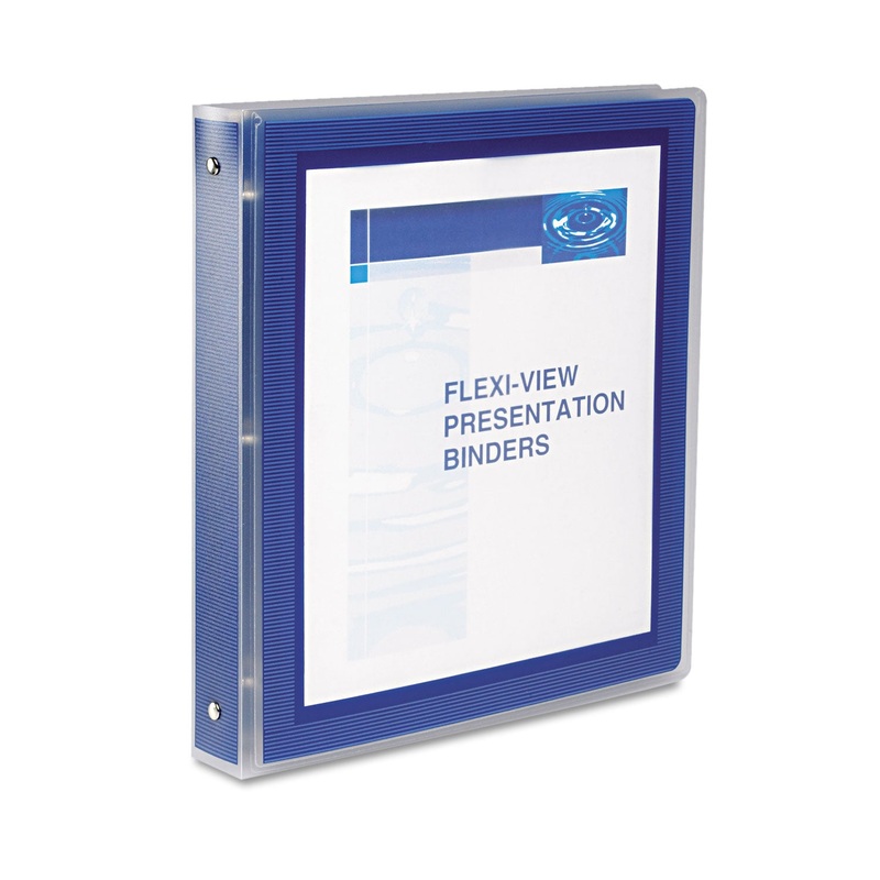 FLEXI-VIEW BINDER WITH ROUND RINGS, 3 RINGS, 1" CAPACITY, 11 X 8.5, NAVY BLUE