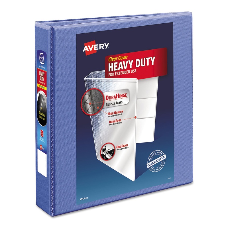 HEAVY-DUTY VIEW BINDER WITH DURAHINGE AND LOCKING ONE TOUCH EZD RINGS, 3 RINGS, 1.5" CAPACITY, 11 X 8.5, PERIWINKLE