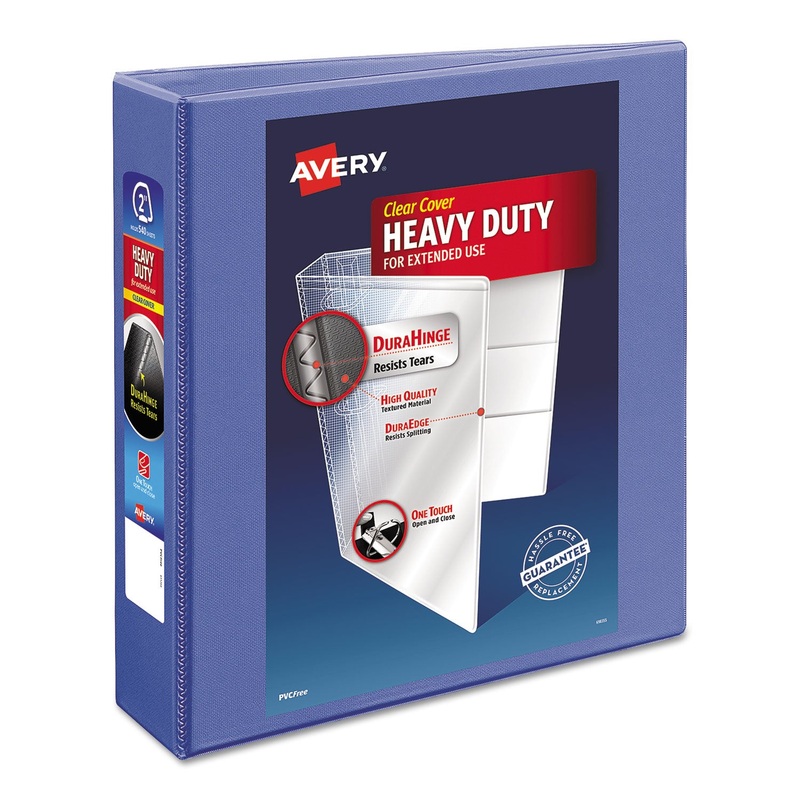 HEAVY-DUTY VIEW BINDER WITH DURAHINGE AND LOCKING ONE TOUCH EZD RINGS, 3 RINGS, 2" CAPACITY, 11 X 8.5, PERIWINKLE