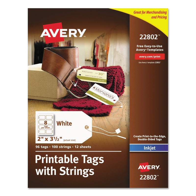 PRINTABLE RECTANGULAR TAGS WITH STRINGS, 2 X 3 1/2, MATTE WHITE, 96/PACK